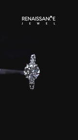 Platinum Round Cut Diamond Solitaire Ring with Filigree Band and Four-Prong Setting