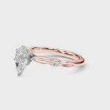 Rose gold Pear Solitaire Diamond Twisted Band with Four-Prong Setting