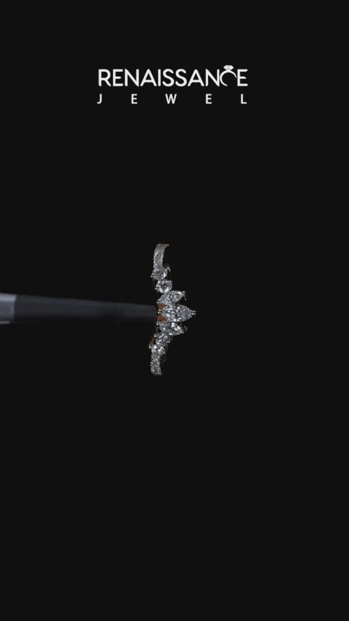 Yellow gold Marquise Cluster Diamond Pavé Band with Prong Setting 5