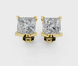 Yellow gold Princess Cut Diamond Stud Earrings