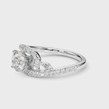 White gold Round Solitaire with Pavé Twist Band and Four-Prong Setting