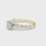 14K Yellow Gold 2.59 Carat D VVS1 Oval Solitaire with Side Stones, Pave Band, Four-Prong Setting