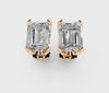 Rose gold Emerald Brilliant Diamond Stud Earrings 4