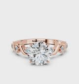 Rose gold Round Solitaire Twisted Band with Prong Setting