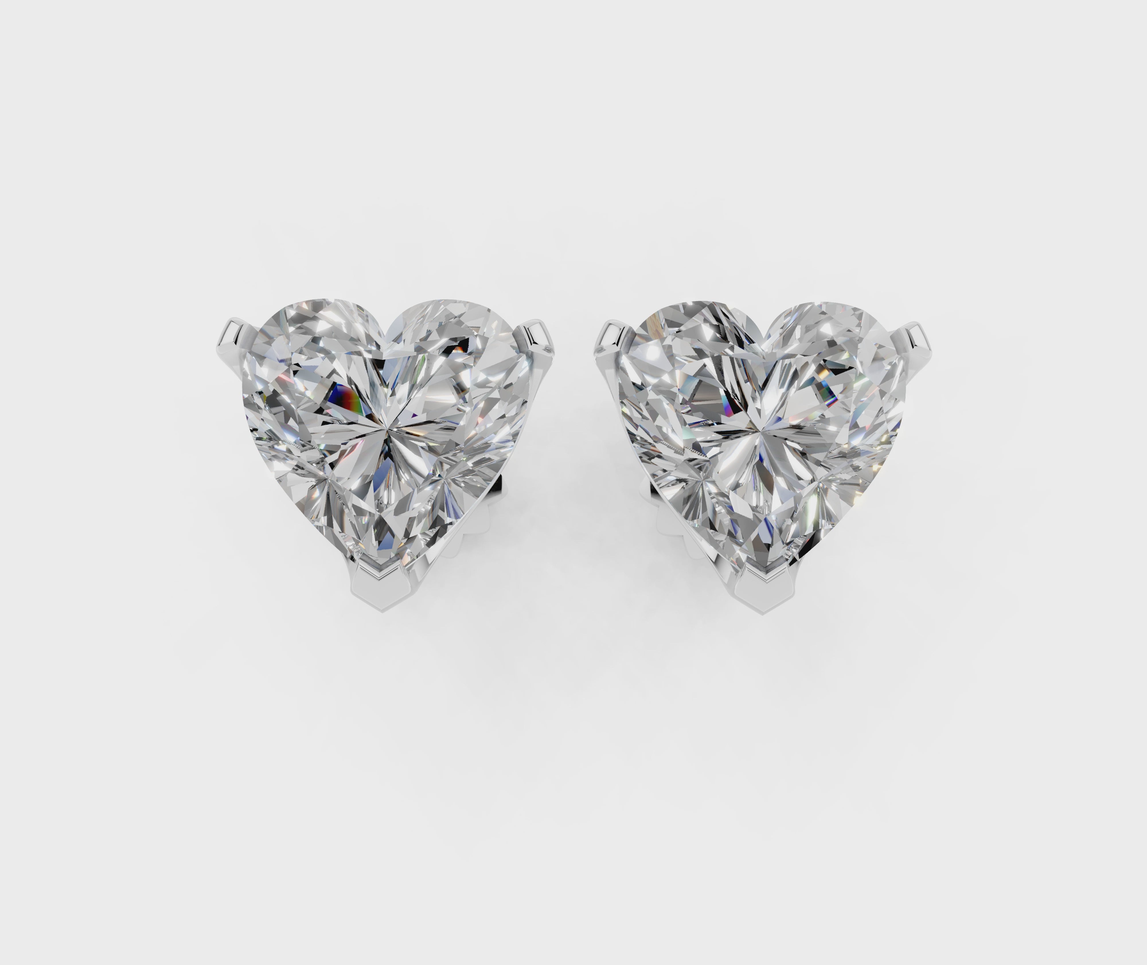 White gold Heart Brilliant Diamond Stud Earrings 5