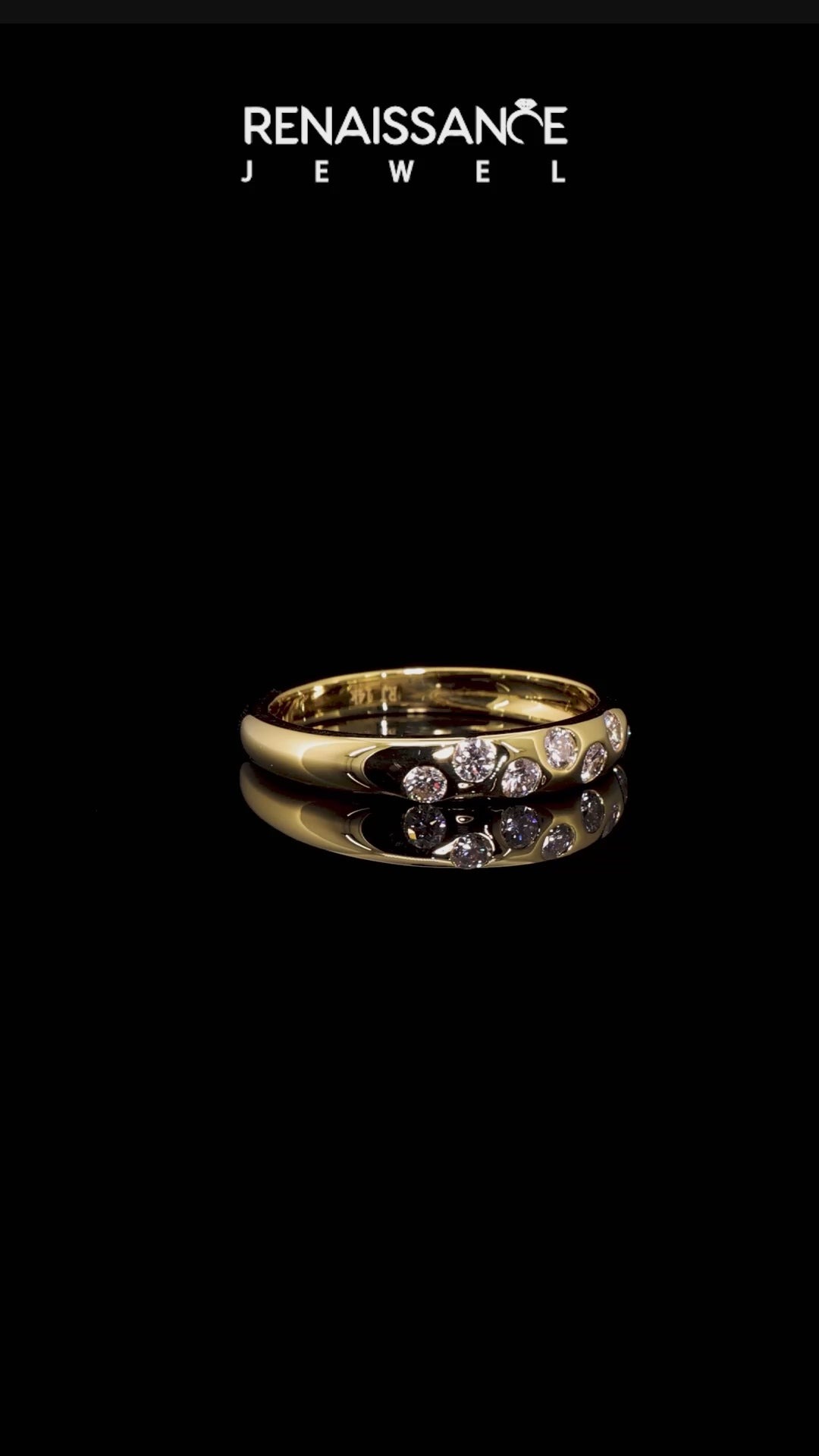 Yellow gold Flush Set Round Diamond Comfort Fit Band_5