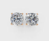 Rose gold Cushion Cut Diamond Stud Earrings