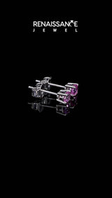 White gold Round Cut Pink Sapphire Stud Earrings