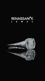 Silver Radiant Solitaire Tension Set Diamond Ring