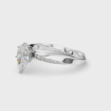 White gold Pear Cut Diamond Engagement Ring with Side Stone Accents and Four-Prong Setting