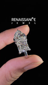 Platinum Heart and Princess Toi Moi Ring with Prong Setting and Plain Band