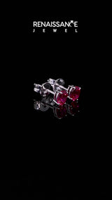 White gold Oval Cut Ruby Stud Earrings