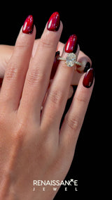 Yellow gold Asscher Cut Diamond Solitaire Ring with Round  Pavé Band and Prong Setting