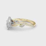 Yellow gold Marquise Diamond Swirl Band with Prong Setting