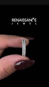 White Gold Radiant Cut Laboratory-Grown Diamond Half Eternity Wedding Band with Shared Prongs