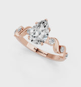 Rose gold Pear Solitaire Twisted Band with Prong Setting