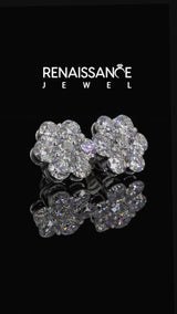White gold Cluster Round Diamond Stud Earrings with Prong Setting