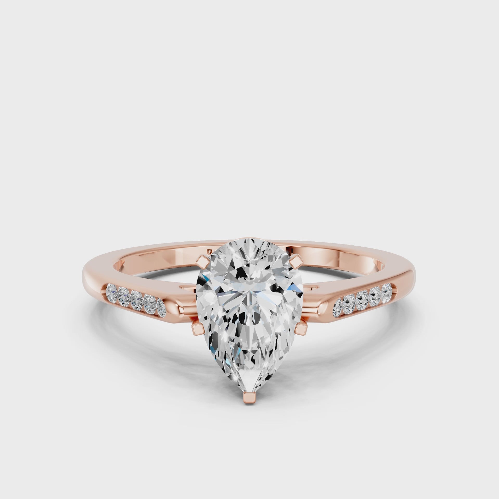 Rose gold Pear Cut Channel Set Solitaire Engagement Ring with Four-Prong Setting_137