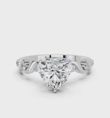 Platinum Heart Solitaire Twisted Band with Prong Setting