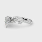 White gold Pear Diamond Swirl Band with Prong Setting