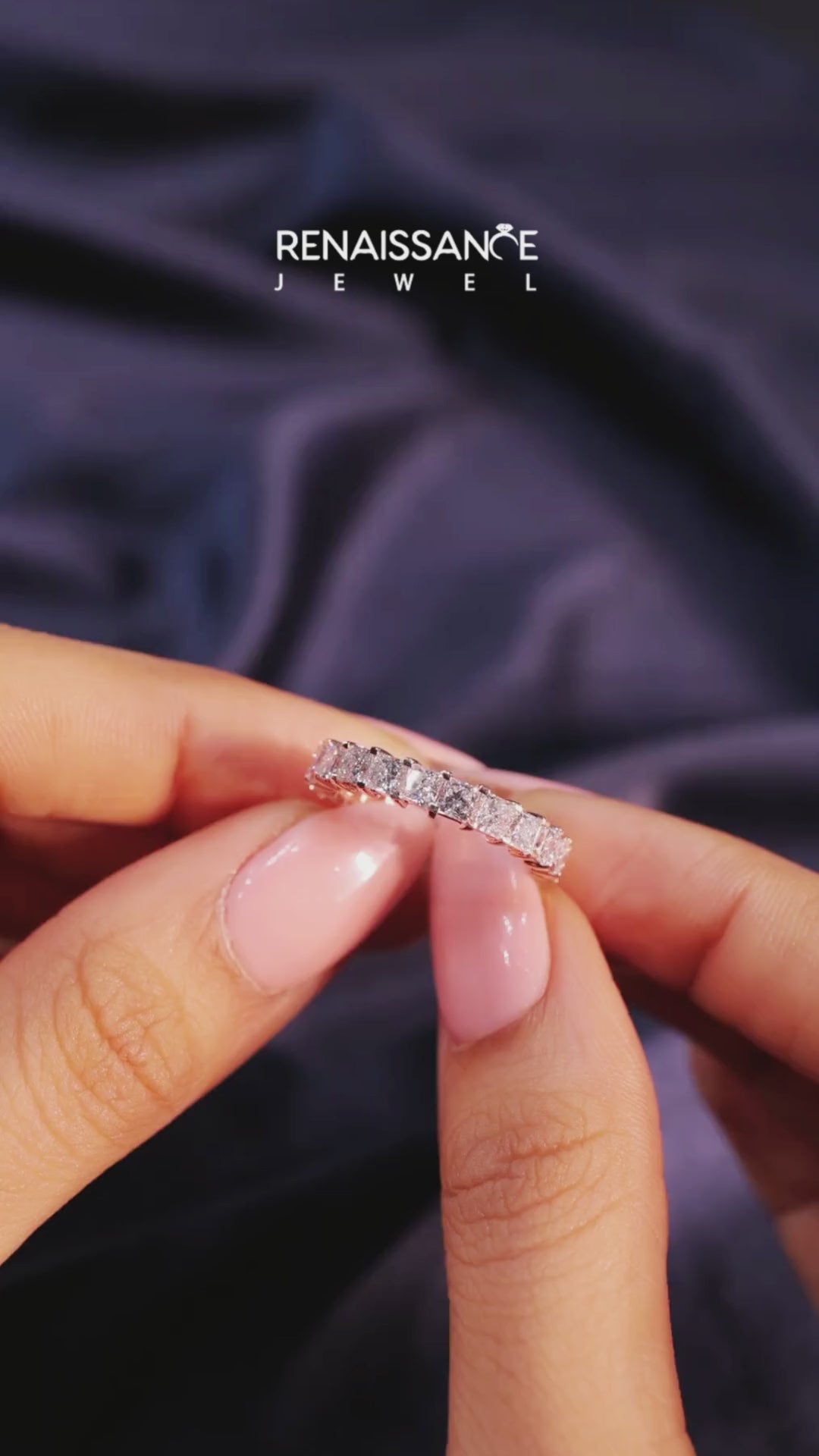 Rose gold Princess Cut Diamond Eternity Band with Channel Setting and Shared Prong 5