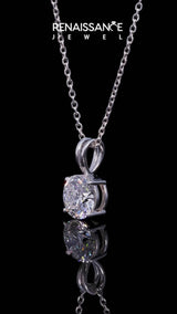 Silver Round Solitaire Pendant with Four-Prong Setting