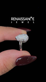 White Gold Pear-Shaped Bypass Solitaire Engagement Ring Setting with Plain Twist Band