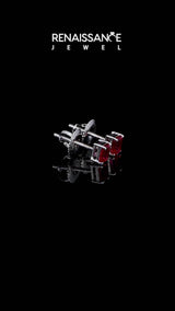 Platinum Emerald Cut Ruby Stud Earrings