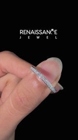 Silver Double Row Round Diamond Pavé Curved Band