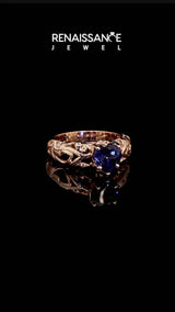 Rose gold Heart Cut Solitaire Tanzanite Leaf-Inspired Vine Band Ring with Prong Setting