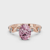 Rose gold Fancy Pink Oval  Solitaire Twisted Band with Prong Setting