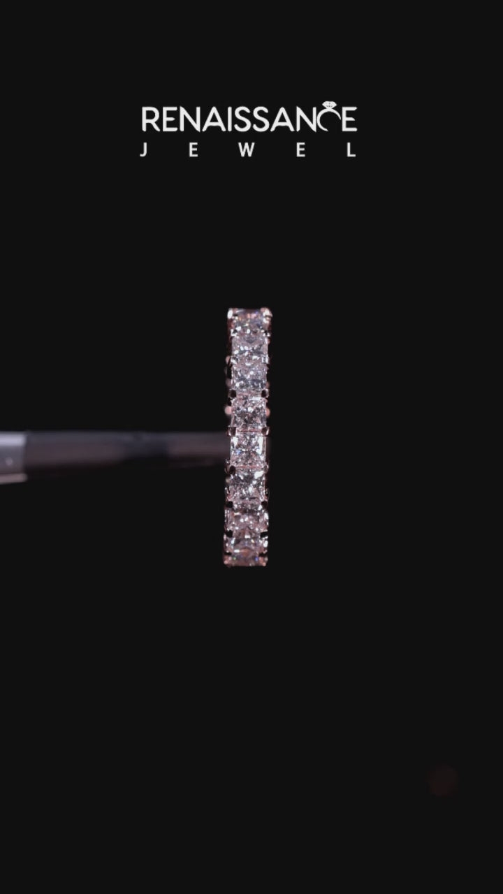 Rose gold Princess Cut Diamond Eternity Band with Channel Setting and Shared Prong 6
