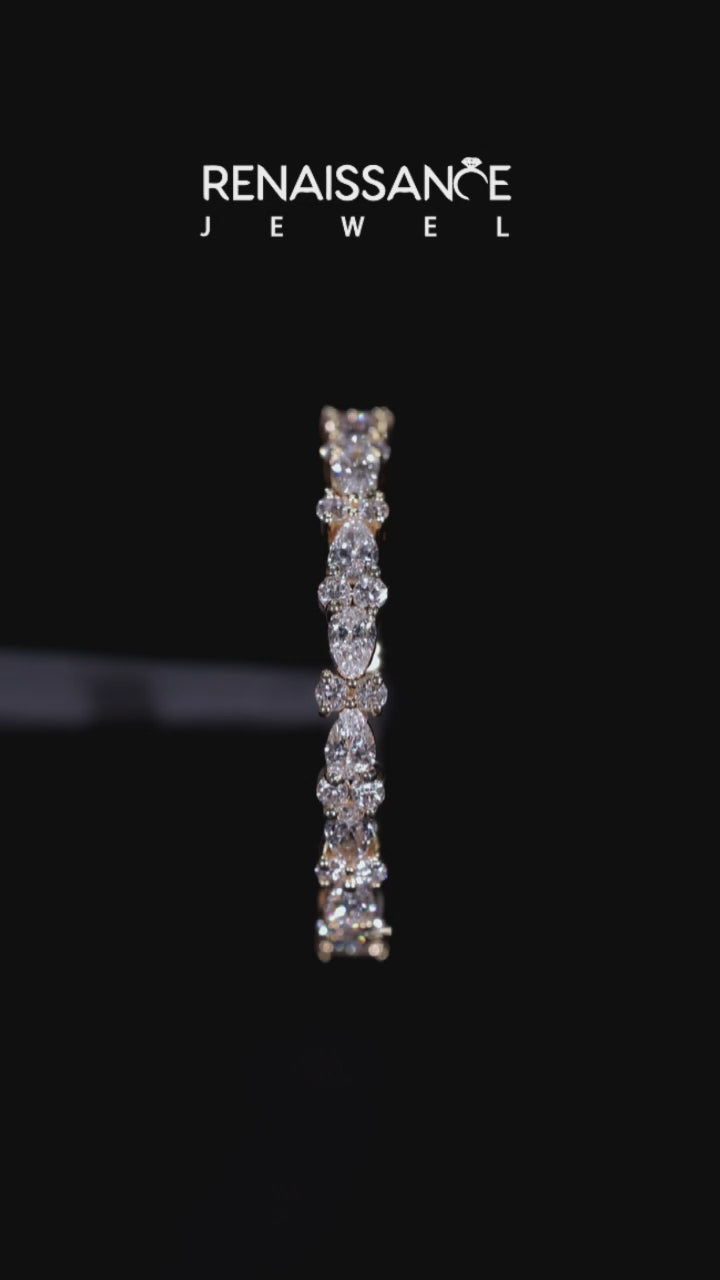 Yellow Gold Pear & Round Diamond Wedding Band 5