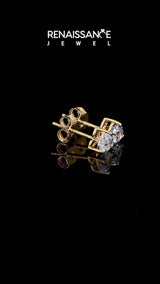 Yellow gold Heart Cut Aquamarine Stud Earrings