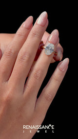 Rose gold Oval Diamond Solitaire Ring with Slim Band and Four-Prong Setting