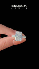 Platinum Princess Cut Diamond Pavé Engagement Ring with Round  Accents and Prong Setting