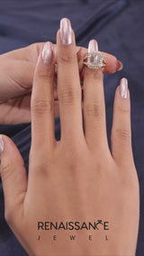 Yellow gold Oval Cut Diamond Split Shank Halo Ring with Four-Prong Setting