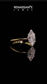 Yellow gold Marquise Cut Diamond Solitaire Engagement Ring with Classic Band and Four-Prong Setting