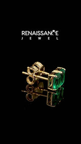 Yellow gold Emerald Cut Emerald Stud Earrings