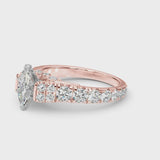 Rose gold Marquise Cut Diamond Classic Solitaire Ring with Pavé Band and Four-Prong Setting