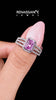 White gold Emerald Cut Pink Sapphire Halo Engagement Ring with Split Shank and Four-Prong Setting_13