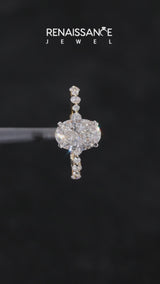 Yellow gold Oval Cut Diamond Prong Set Engagement Ring with Pavé Band