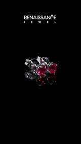 Platinum Oval Cut Ruby Stud Earrings