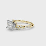 Yellow gold Princess Solitaire Marquise Twist Band with Six-Prong Setting