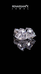 Silver Heart Cut Diamond Stud Earrings