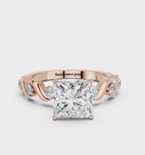 Rose gold Princess Solitaire Twisted Band with Prong Setting