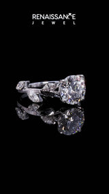 White gold Round Solitaire Twisted Band Marquise Accent Prong Setting Ring