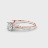Rose gold Oval Cut Diamond Solitaire Engagement Ring with Twisted Pavé Band and Four-Prong Setting