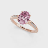 Rose gold Fancy Pink Oval  Cut Channel Set Solitaire Engagement Ring with Four-Prong Setting