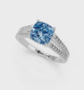White gold Fancy Blue Cushion  Solitaire Split Shank Pavé Diamond Engagement Ring_275